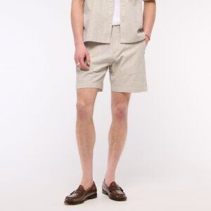 Abercrombie & Fitch Linen-Blend Plainfront Short - Beige
